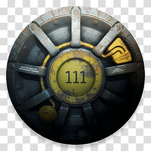 round black and yellow 111 metal gate, Fallout 4 Countdown transparent background PNG clipart