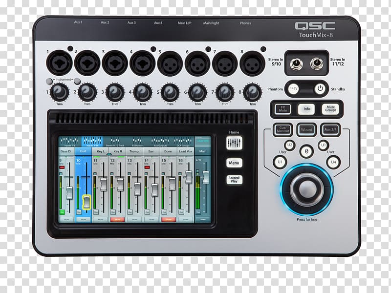 Microphone QSC TouchMix-8 Audio Mixers QSC Audio Products QSC TouchMix-16, microphone transparent background PNG clipart
