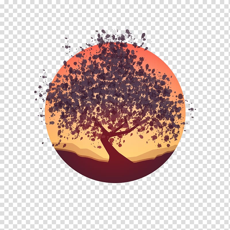 silhouette tree painting, Sunset Euclidean Dusk, sunset dusk transparent background PNG clipart