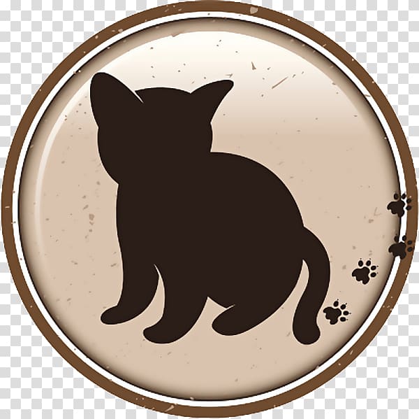Cat Dog Logo, Round cartoon cat and footprint sign transparent background PNG clipart