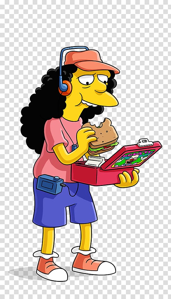The Simpsons character eating sandwich illustration, Otto Mann Bart Simpson Kearney Zzyzwicz Apu Nahasapeemapetilon Ned Flanders, the simpsons transparent background PNG clipart