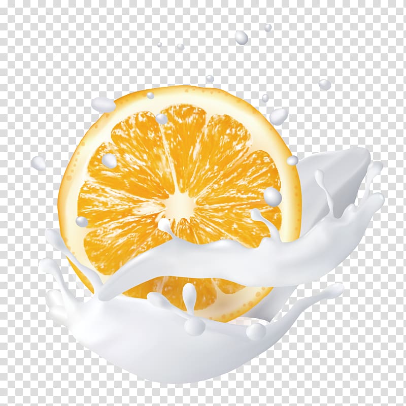sliced orange , Juice Lemon Milk, Hand-painted splash of orange milk transparent background PNG clipart