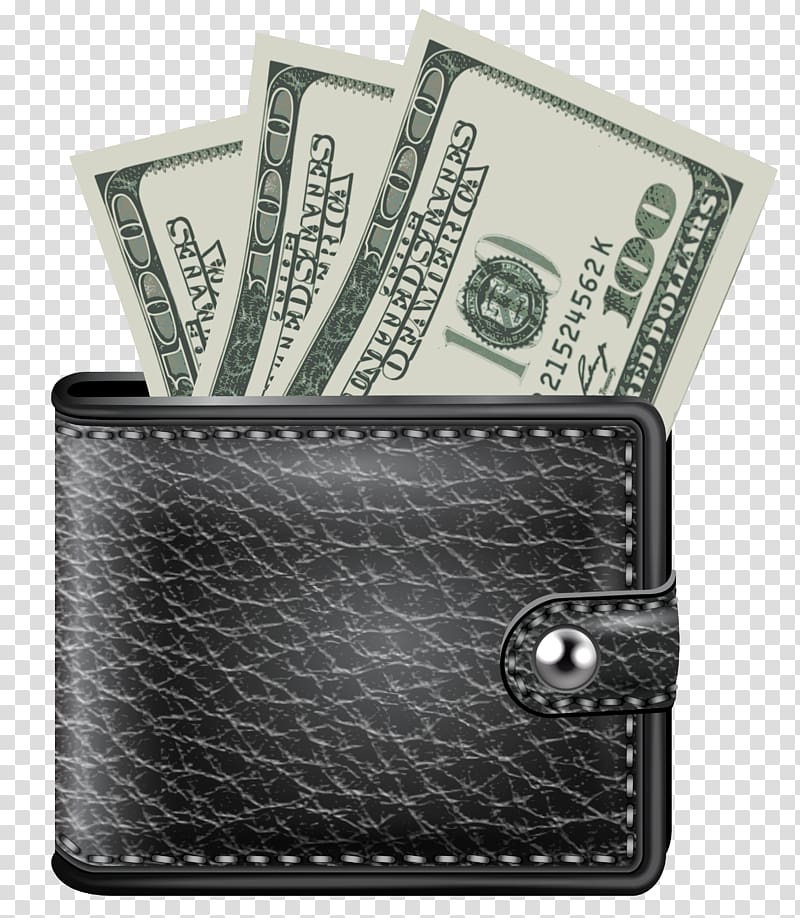 black wallet illustration, Wallet Money , Black Wallet with Money transparent background PNG clipart