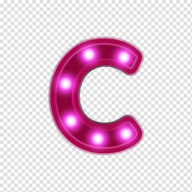 C-shaped pink marquee illustration, Letter Neon lighting Alphabet, Red neon alphabet C transparent background PNG clipart