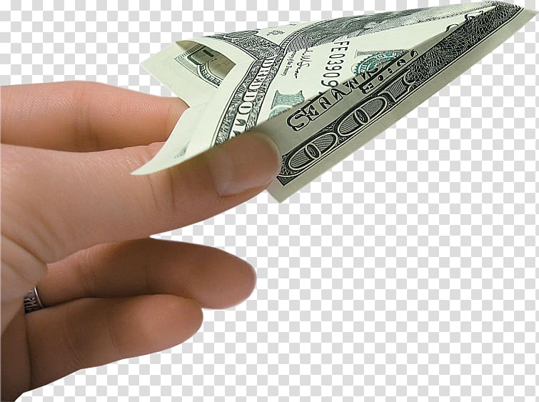 Paper plane Airplane How-to Origami, money in hand transparent background PNG clipart