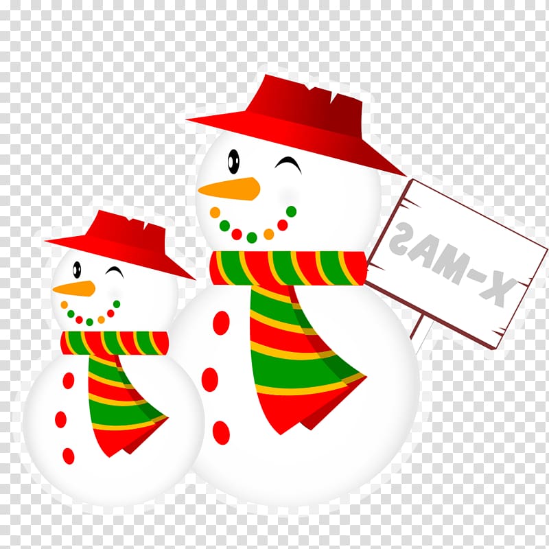 Snowman , Hat with two cute snow baby transparent background PNG clipart