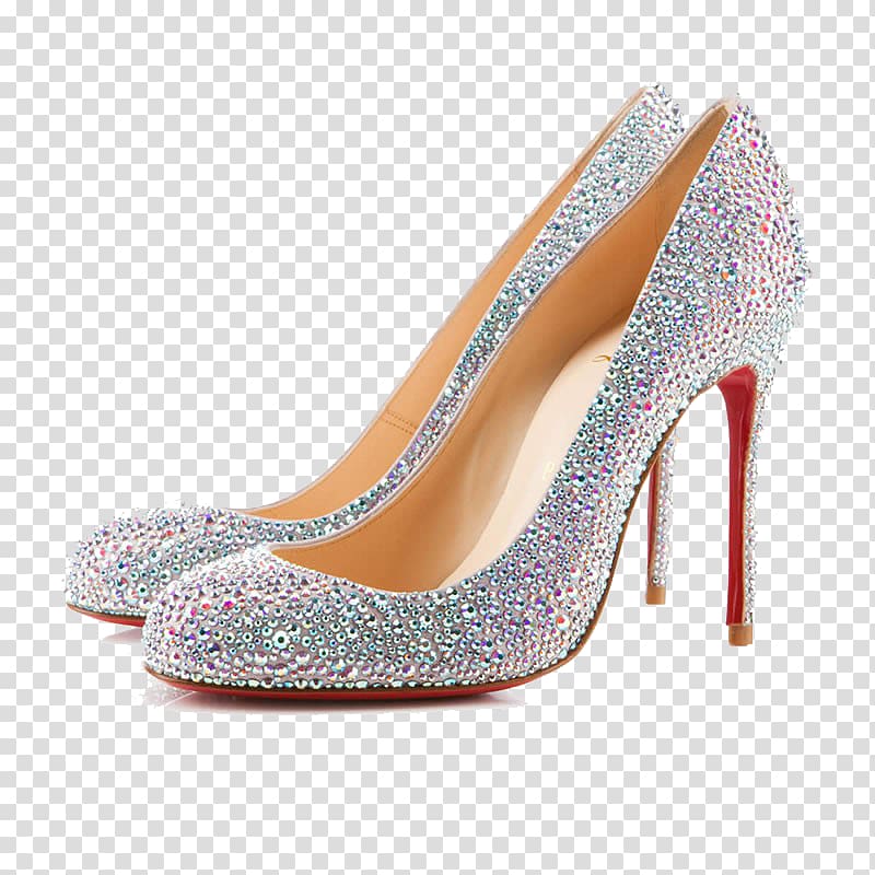 pair of gray stilettos, Heel Shoe Sandal, Silver glitter star with your high heels transparent background PNG clipart