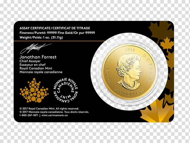 Bullion coin Royal Canadian Mint Gold, golden 2018 transparent background PNG clipart