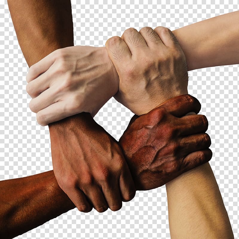 four person holding wrists, Racism Anti-discrimination law Race Prejudice, Discrimination transparent background PNG clipart