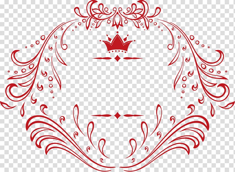 red flower and crown illustration, Crown Text box Computer file, Continental crown decorative lace transparent background PNG clipart