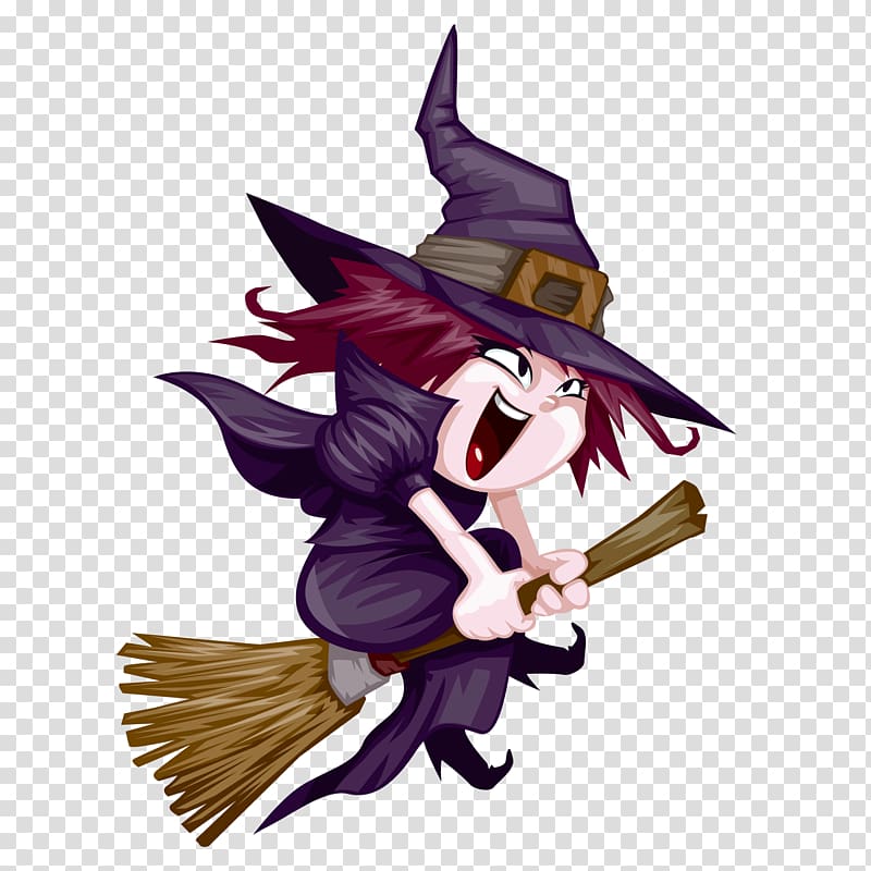 spirit witch riding a broom transparent background PNG clipart