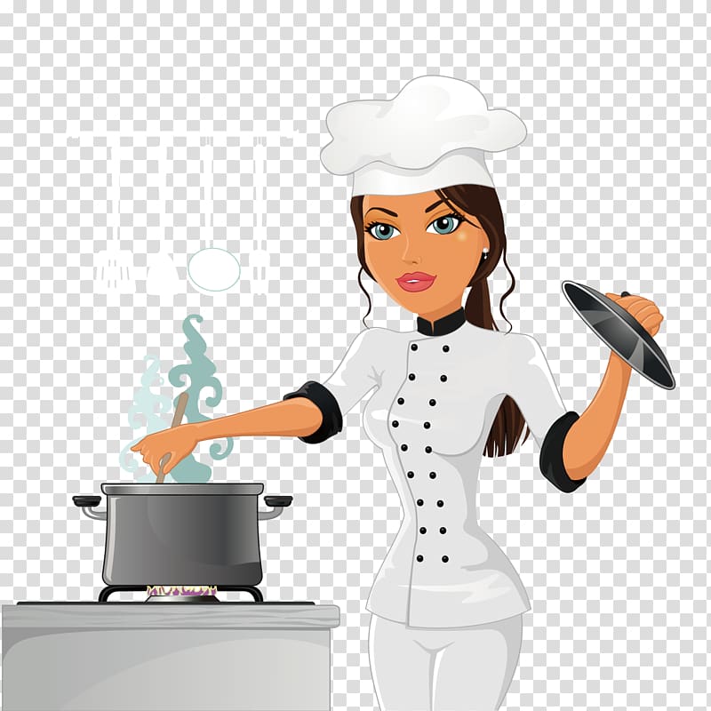 woman in chef uniform cooking illustration, Cook Chef Icon, Cooking cooks transparent background PNG clipart