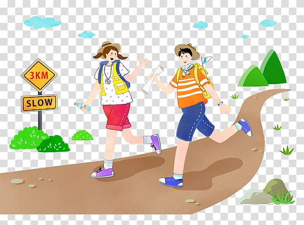 Cartoon Illustration, Couple riding a spring map transparent background PNG clipart