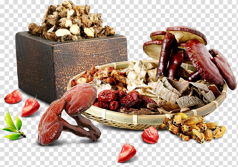 dried mushrooms, physalis and dried fruits, China Traditional Chinese medicine Chinese herbology, Chinese medicine herbs transparent background PNG clipart
