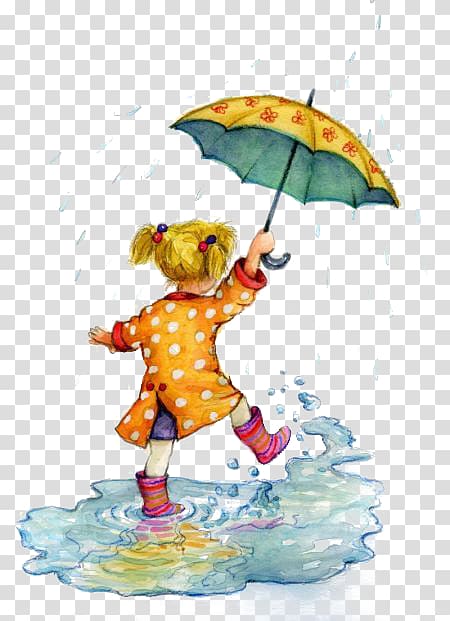 girl holding yellow umbrella illustration, Umbrella Designer, Umbrella child transparent background PNG clipart