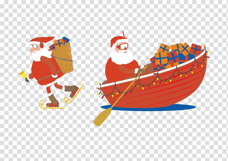 Santa Claus Boat Christmas , Santa Claus transparent background PNG clipart