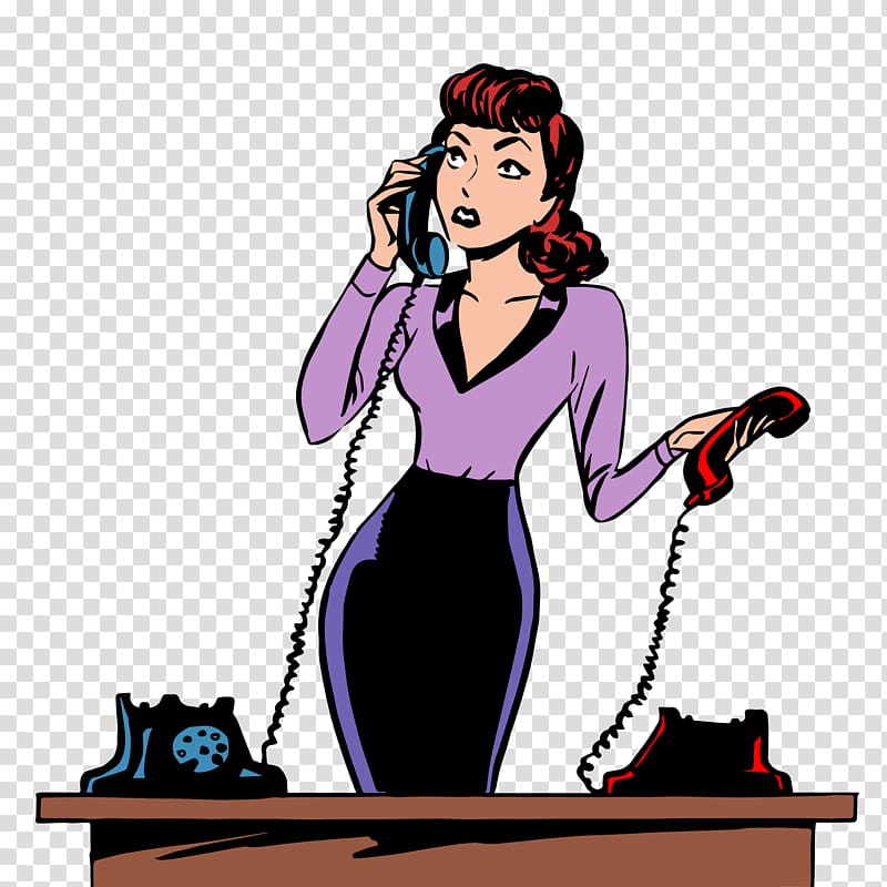 woman holding phone , Secretary , Call the woman transparent background PNG clipart