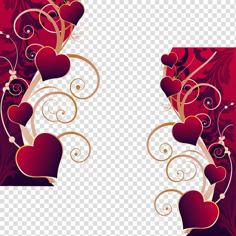 red hearts , , Love frame material transparent background PNG clipart