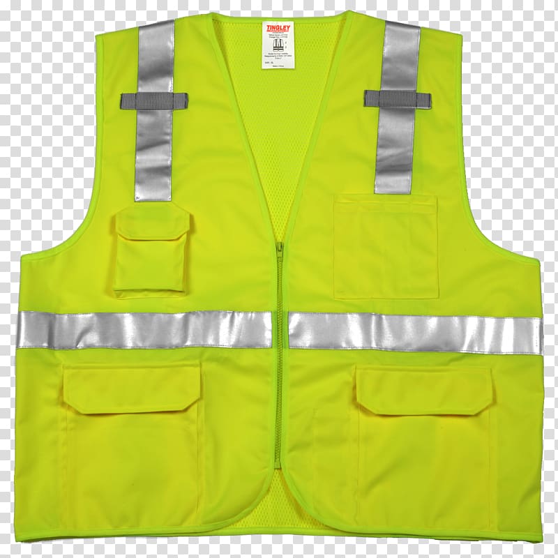 Gilets Sleeveless shirt High-visibility clothing, vis with green back transparent background PNG clipart