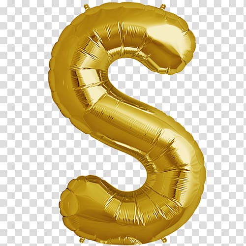 gold-colored letter S mylar balloon, Mylar balloon Letter Gold Alphabet, 50 balloons transparent background PNG clipart