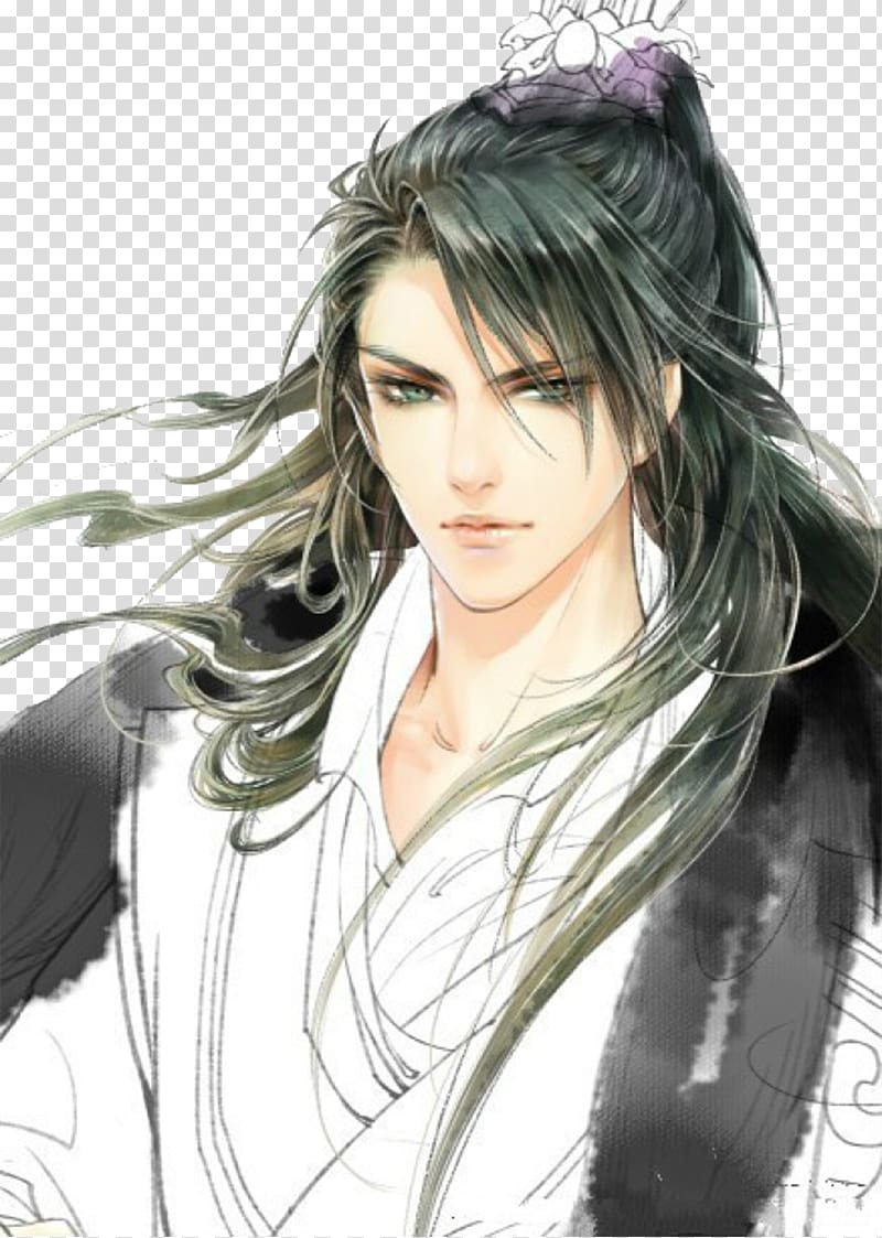 male long hair drawing