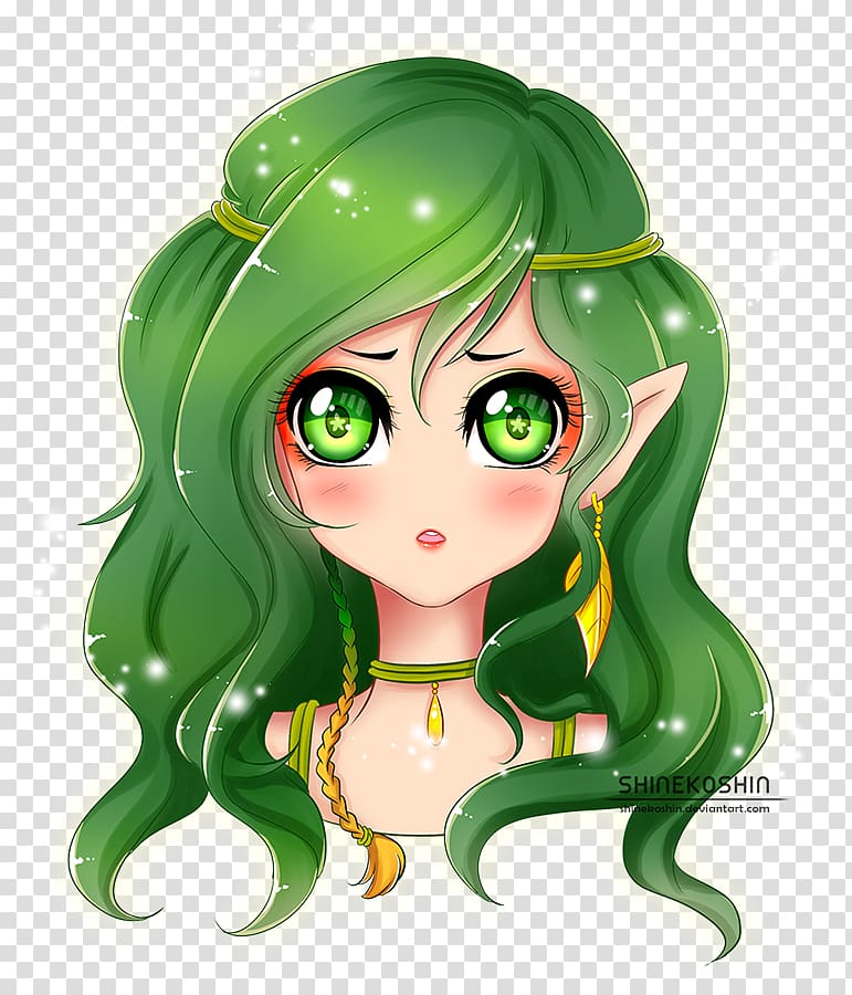 Anime Elf Cartoon Green, Anime transparent background PNG clipart