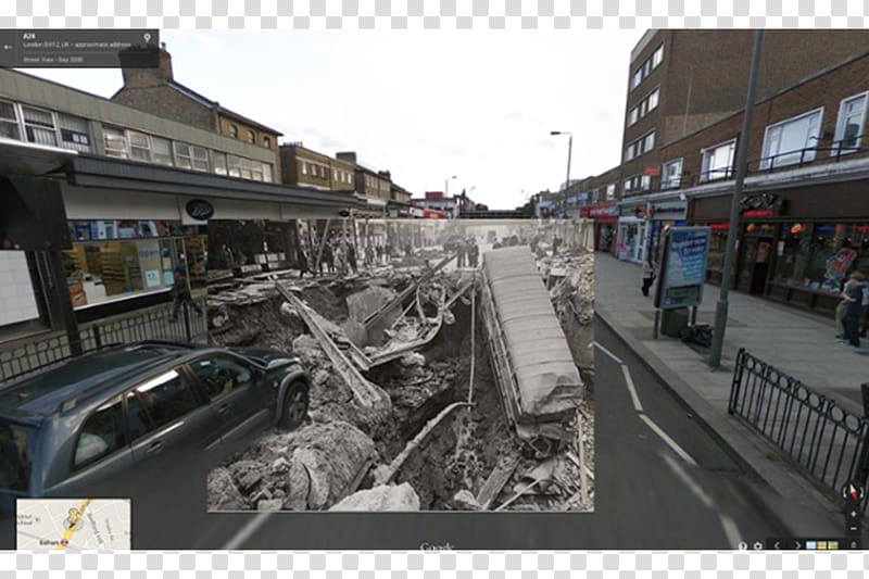 Balham station Second World War Air raid shelter Google Street View, Broken ground transparent background PNG clipart