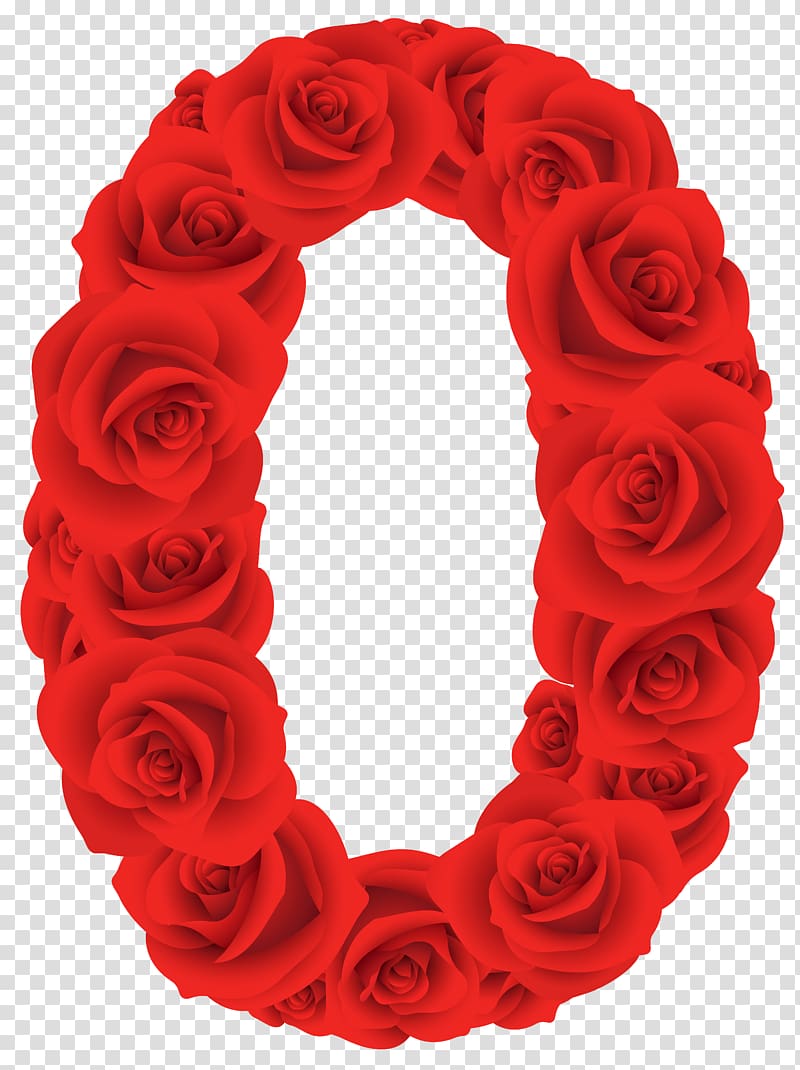 Number , red rose decorative transparent background PNG clipart