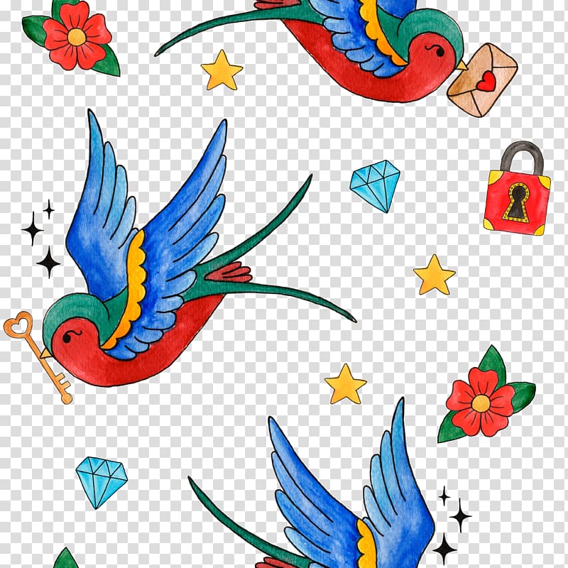 Cartoon Icon, Bird tile background transparent background PNG clipart