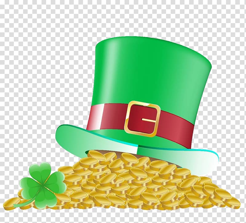 Saint Patrick\'s Day Illustration, Gold hat under transparent background PNG clipart