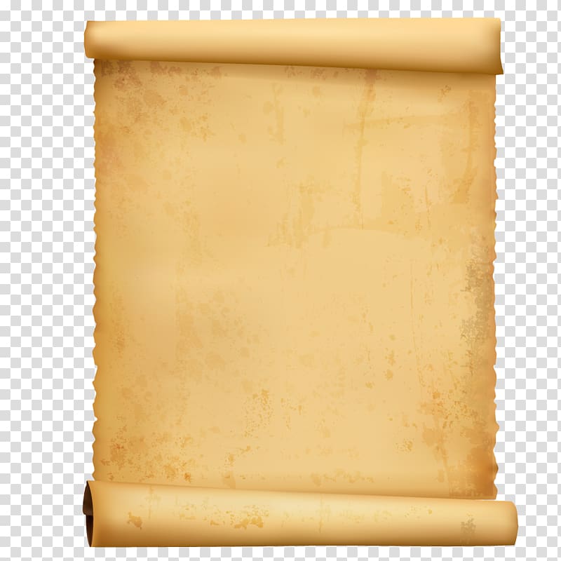 scrolled brown paper art, Paper Scroll Computer file, Pale yellow hair old sheepskin rolls transparent background PNG clipart