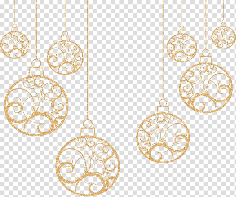 gold Christmas bauble illustrations, Christmas Flat design , Retro holiday ornaments golden ball transparent background PNG clipart