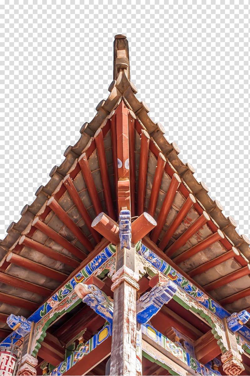 Roof Eaves Wall, Red symmetry carved eaves angle transparent background PNG clipart