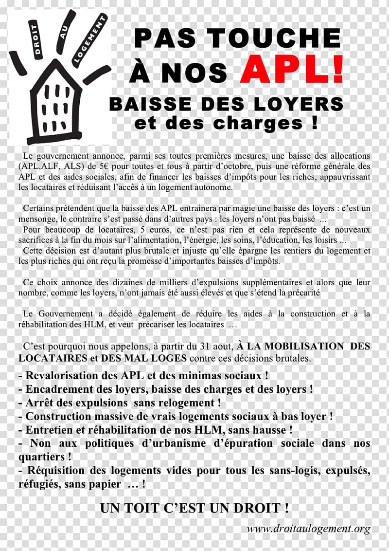 Document Text Right to housing Dwelling Société des Autoroutes Rhône-Alpes S.A., Tract transparent background PNG clipart