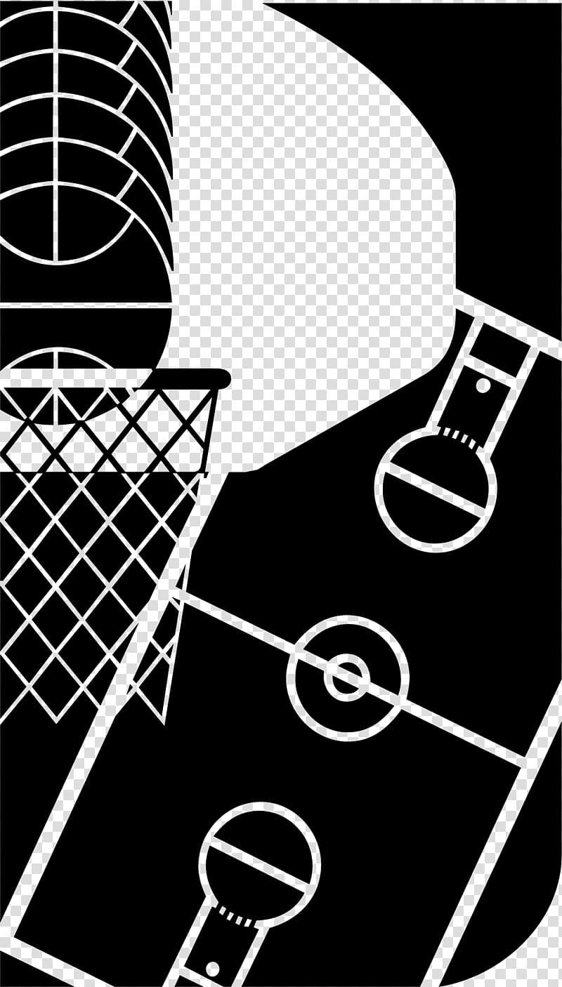 Basketball court Half court Graphic design, Black and white basketball court transparent background PNG clipart
