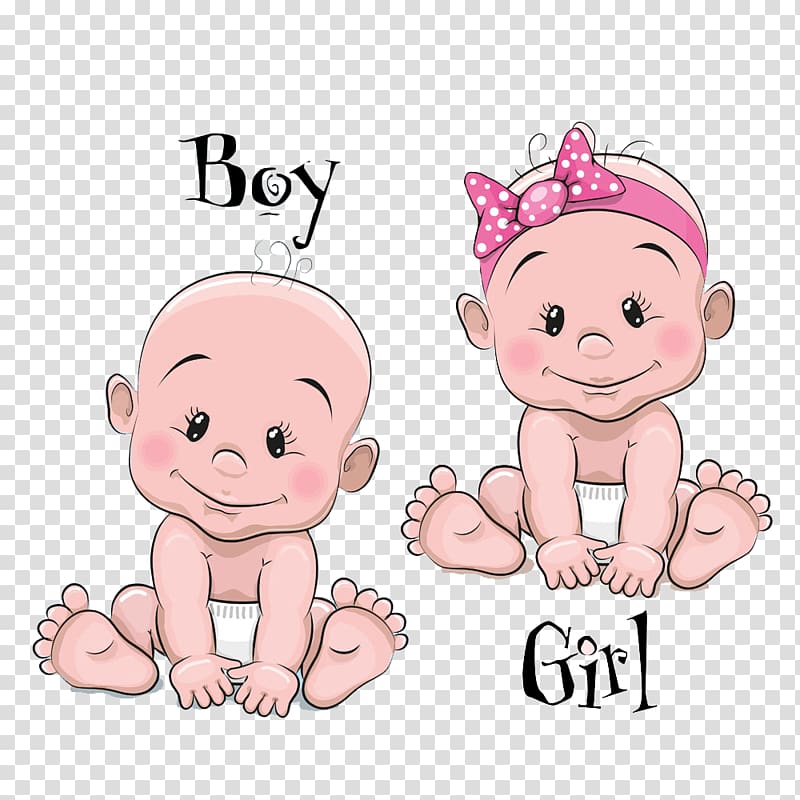 Infant Cartoon illustration, Cartoon male and female baby baby, two babies graphic art transparent background PNG clipart