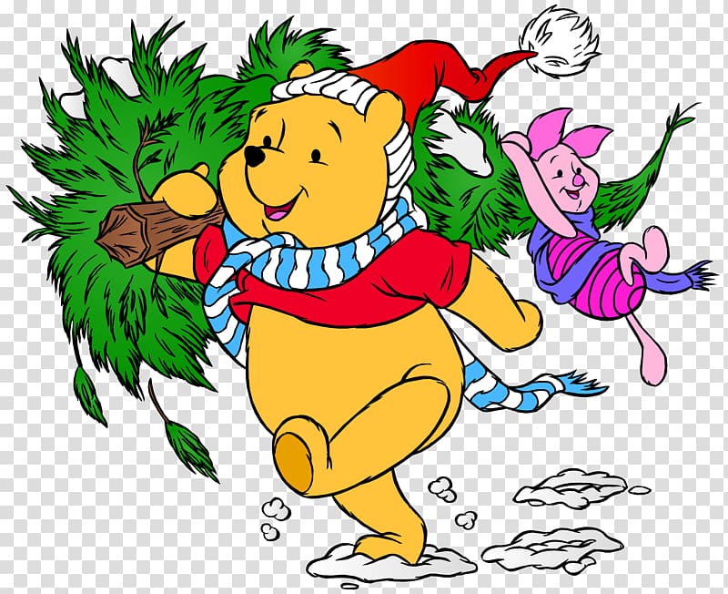 Winnie the Pooh Piglet Tigger Eeyore Christmas, winnie the pooh transparent background PNG clipart