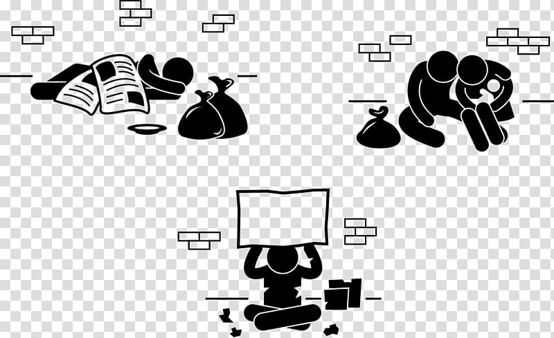 homeless stick man illustration, Homelessness Begging Icon, Black and white illustrations, poor Sims transparent background PNG clipart