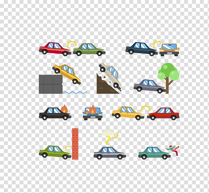 Car Traffic collision Accident Icon, color car various accidents transparent background PNG clipart