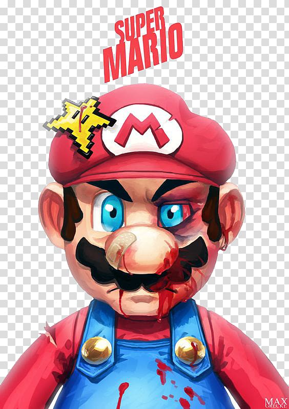 Super Mario illustration, Super Mario Bros. Super Smash Bros. for Nintendo 3DS and Wii U New Super Mario Bros, Bloody Mario transparent background PNG clipart