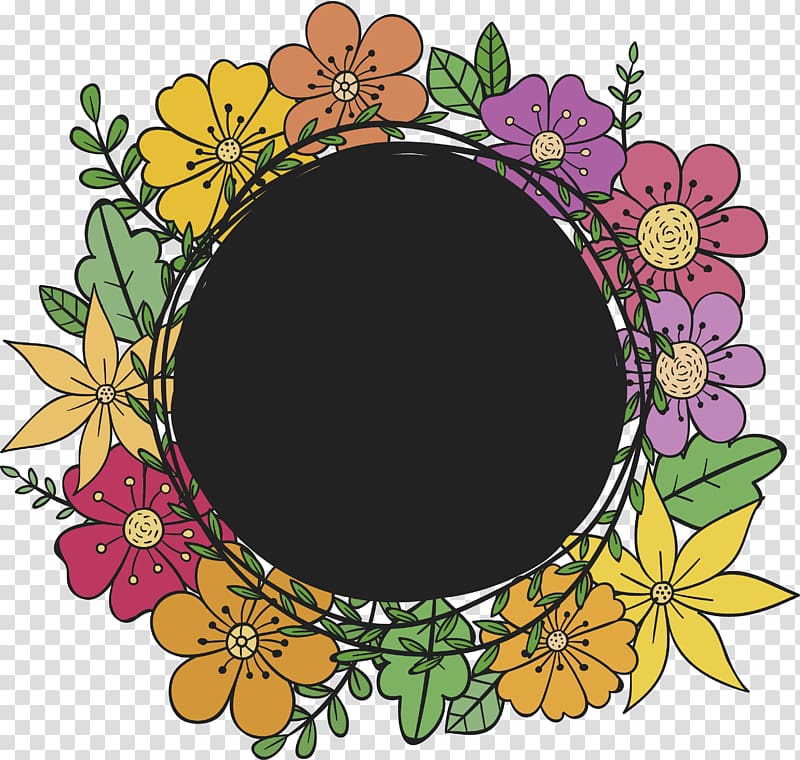flowers , Flower Euclidean Floral design Drawing , Hand-painted color flower title box transparent background PNG clipart