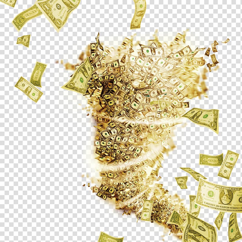 dollars banknote illustration, Money United States Dollar Gold coin Computer file, Money Storm transparent background PNG clipart