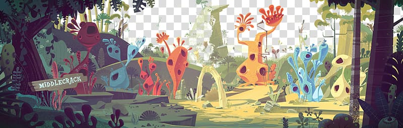 Cartoon Behance Background Artist Illustration, Cartoon fantasy forest background transparent background PNG clipart