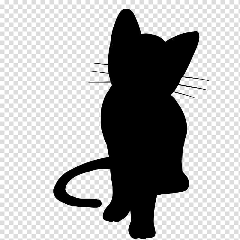 Black cat Kitten Domestic short-haired cat Whiskers Silhouette, kitten transparent background PNG clipart
