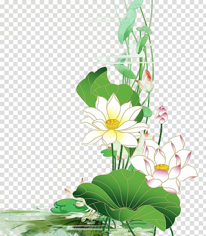 Nelumbo nucifera Leaf Ink wash painting Red, Hand-painted lotus pond transparent background PNG clipart
