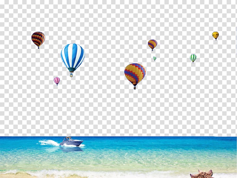 Hot air balloon, Sea speedboat transparent background PNG clipart