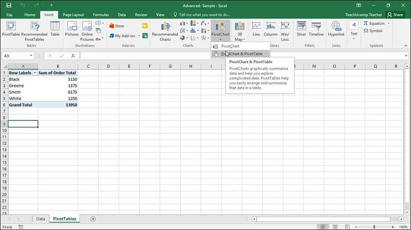 Pivot table Microsoft Excel Pivot chart Visual Basic for Applications ...