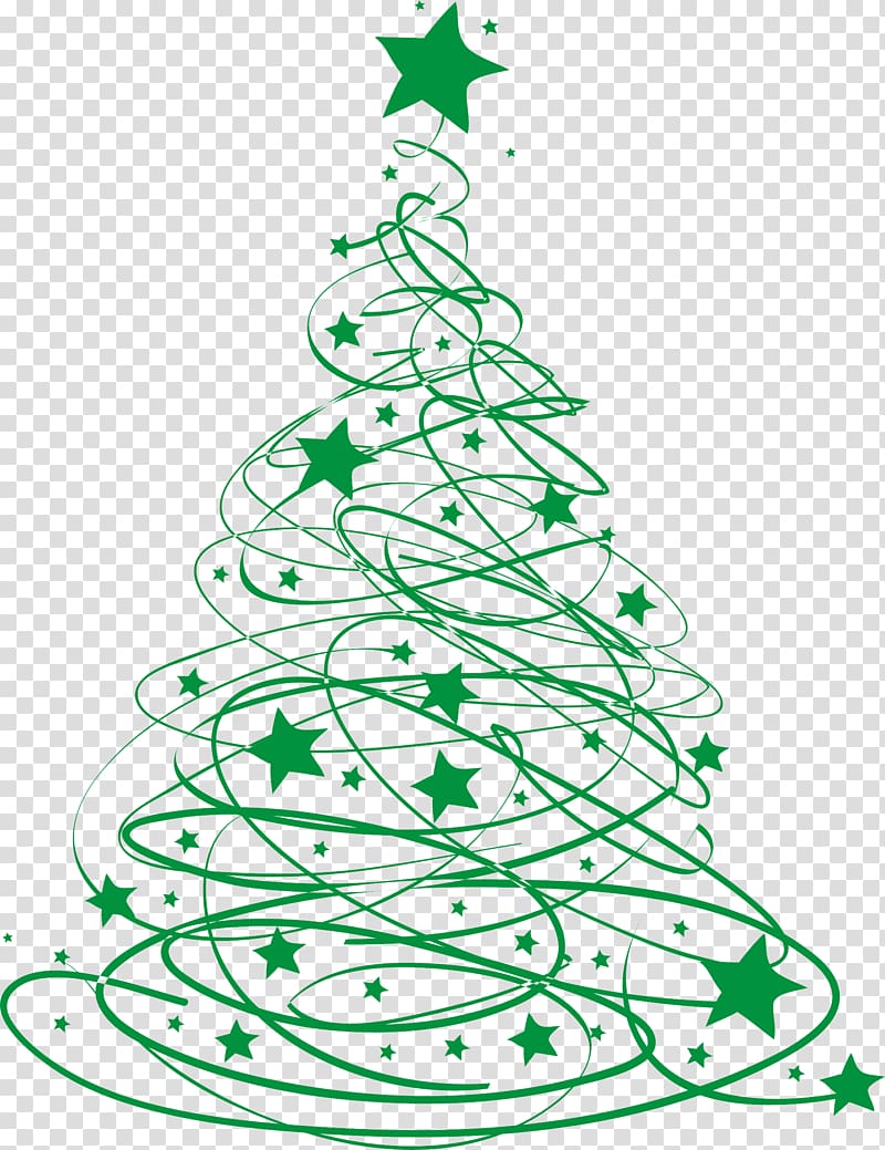 Christmas tree illustration, T-shirt Christmas tree Santa Claus, Green Christmas Tree Star Line transparent background PNG clipart