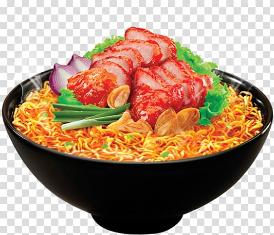 Chinese cuisine Char siu Instant noodle Food, Char Siu Pork transparent background PNG clipart