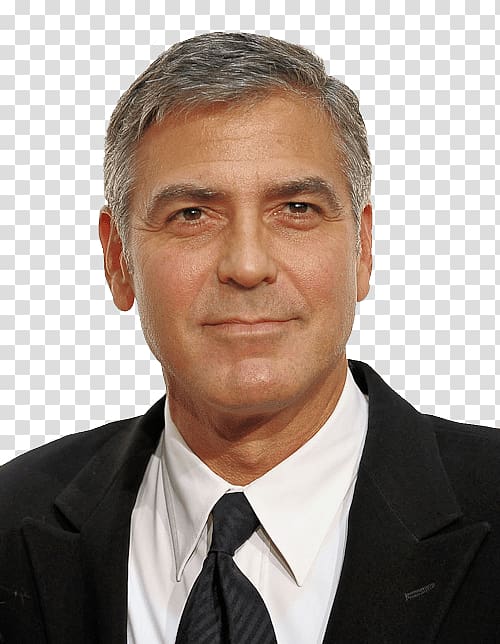 man wearing black suit jacket, necktie, and white dress shirt, Georges Clooney Looking Up transparent background PNG clipart
